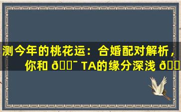 测今年的桃花运：合婚配对解析，你和 🐯 TA的缘分深浅 🐋 一探便